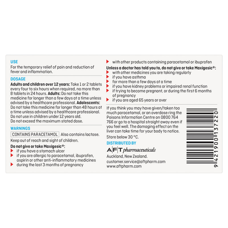 Maxigesic Pain Relief Tablets 100s