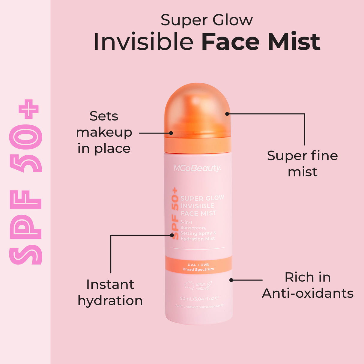 MCoBeauty Super Glow Invisible Face Mist SPF50+