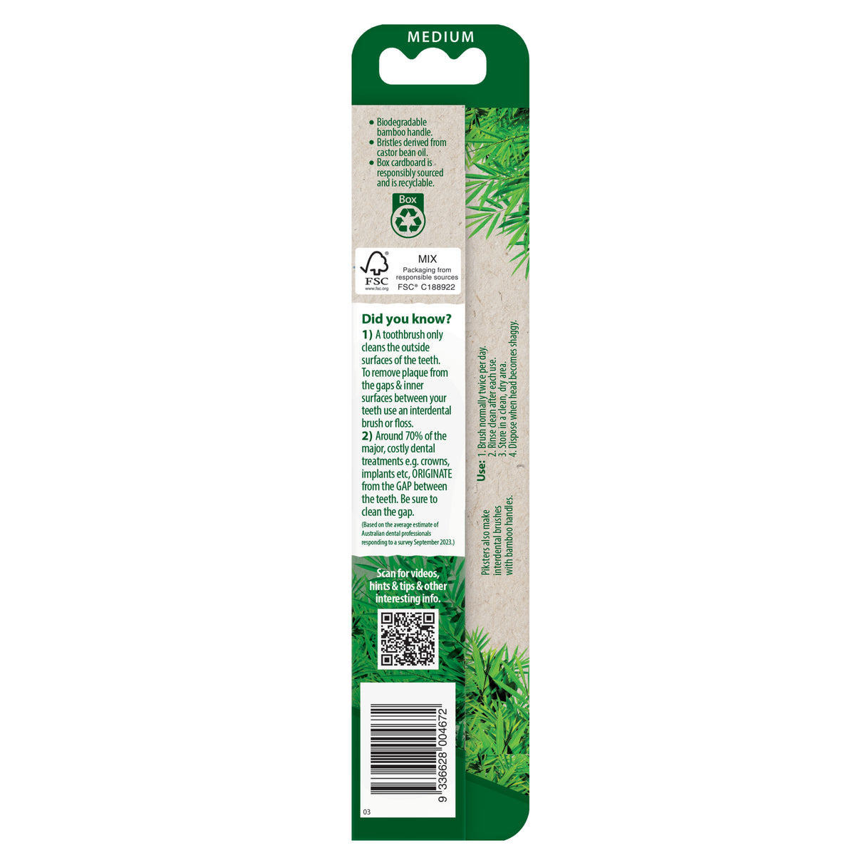 PIKSTERS Bamboo Toothbrush BB Med