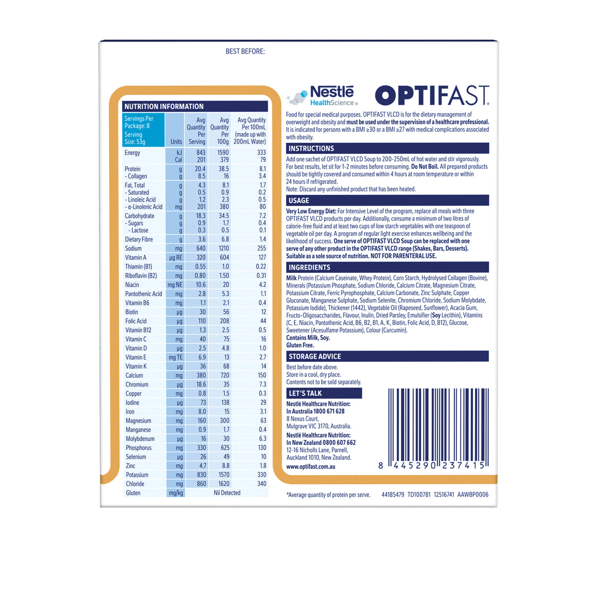 OPTIFAST VLCD Soup Chicken 8x53g