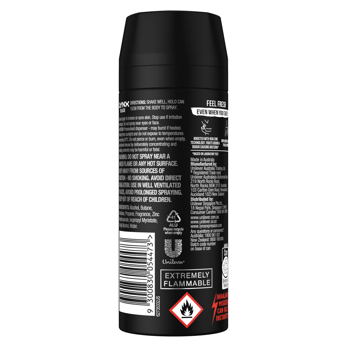 Lynx Deodorant Body Spray Black 165ml