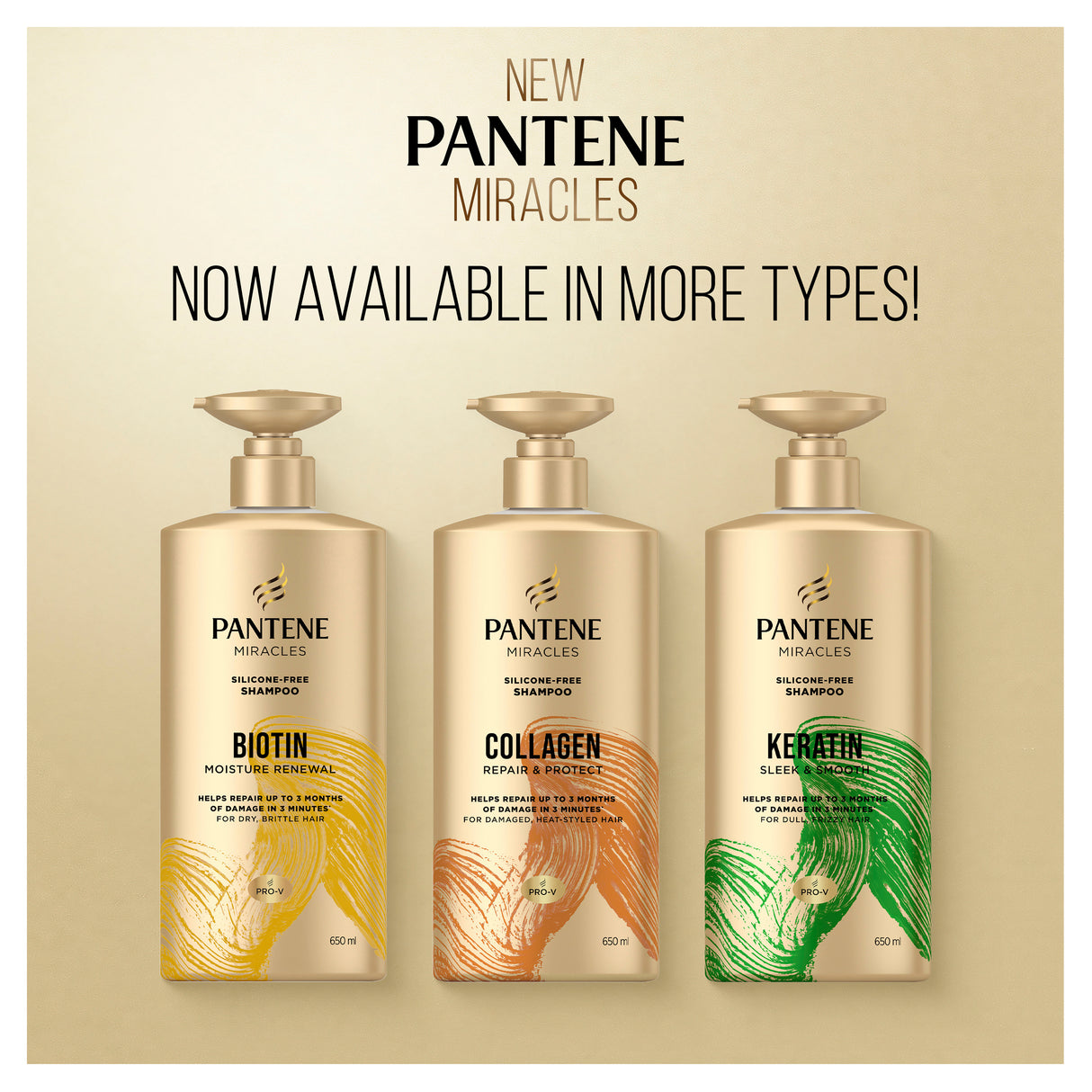 Pantene 3MM Biotin Moisture Renew Shampoo 650ml