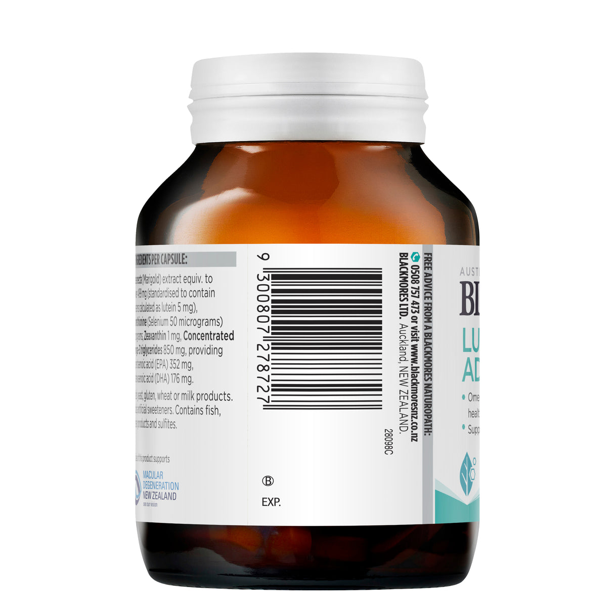 Blackmores Lutein Vision Advanced Omega3 Antioxidant Supplement 60caps