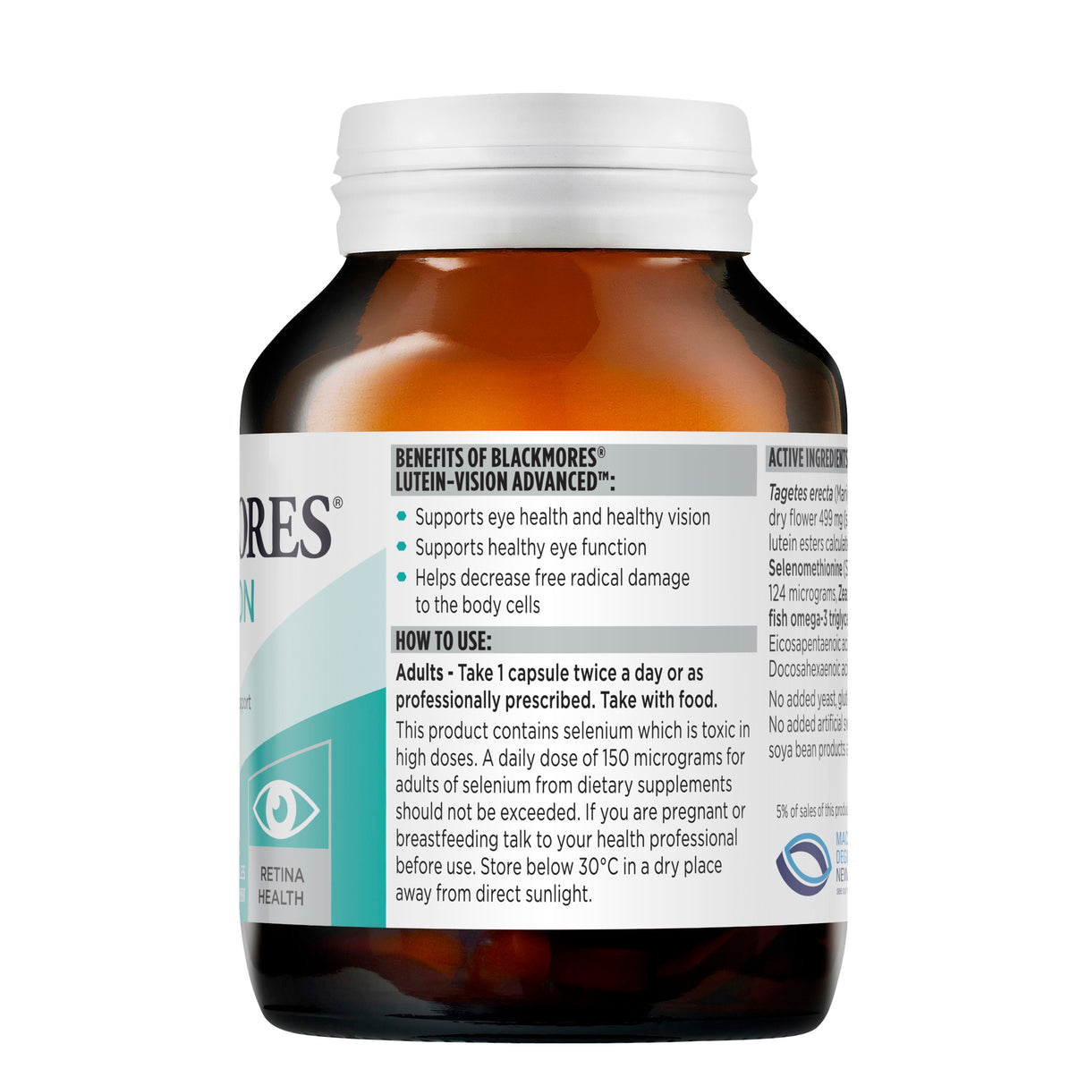 Blackmores Lutein Vision Advanced Omega3 Antioxidant Supplement 60caps