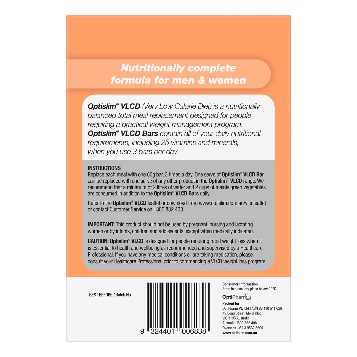 Optislim VLCD Yogurt Cereal Bar 5x60g