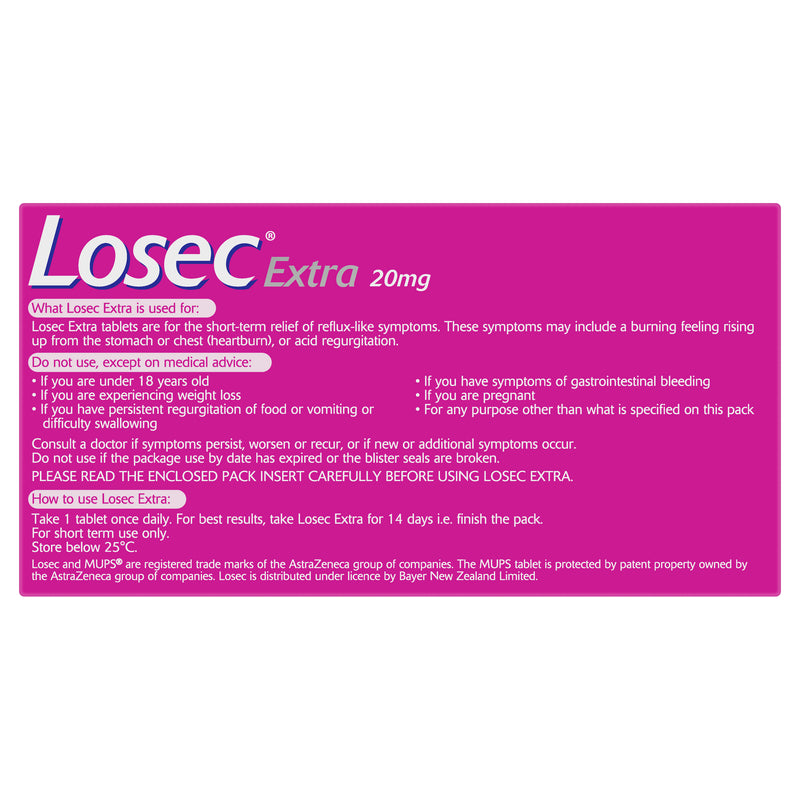 Losec Extra Omeprazole Heartburn and Acid Reflux Tablets 14 Pack