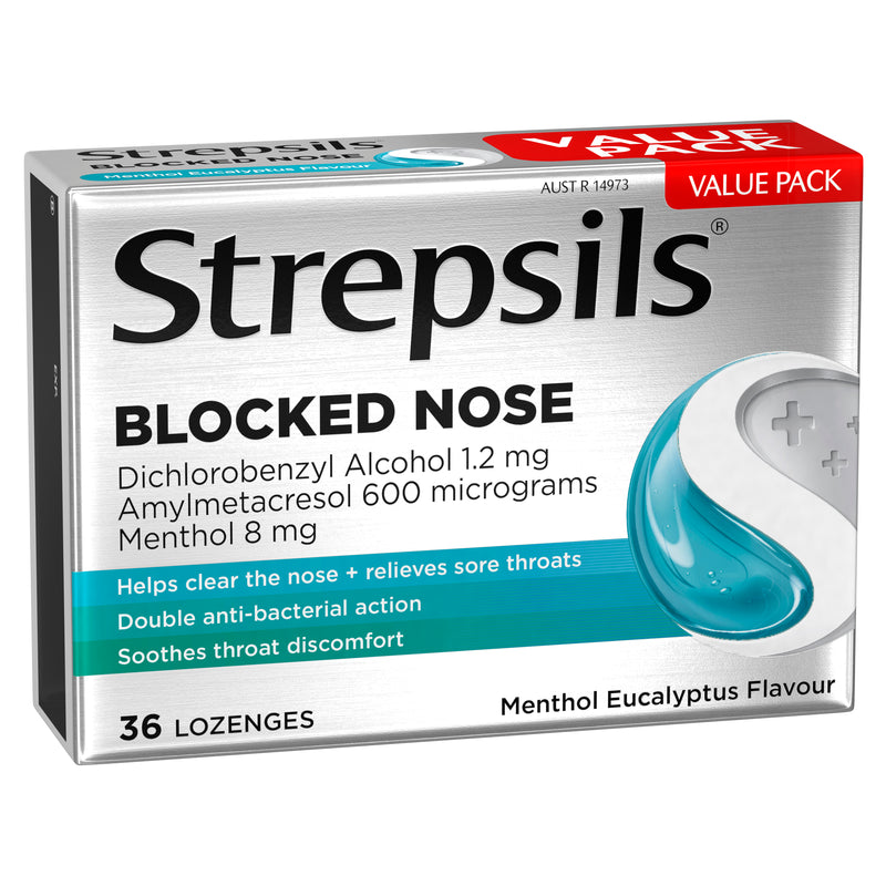 Strepsils Plus Blocked Nose Relief Throat Lozenges 36s