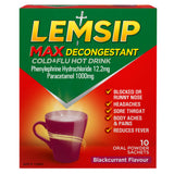 Lemsip Max Decongestant Cold & Flu Hot Drink Blackcurrant 10 Pack