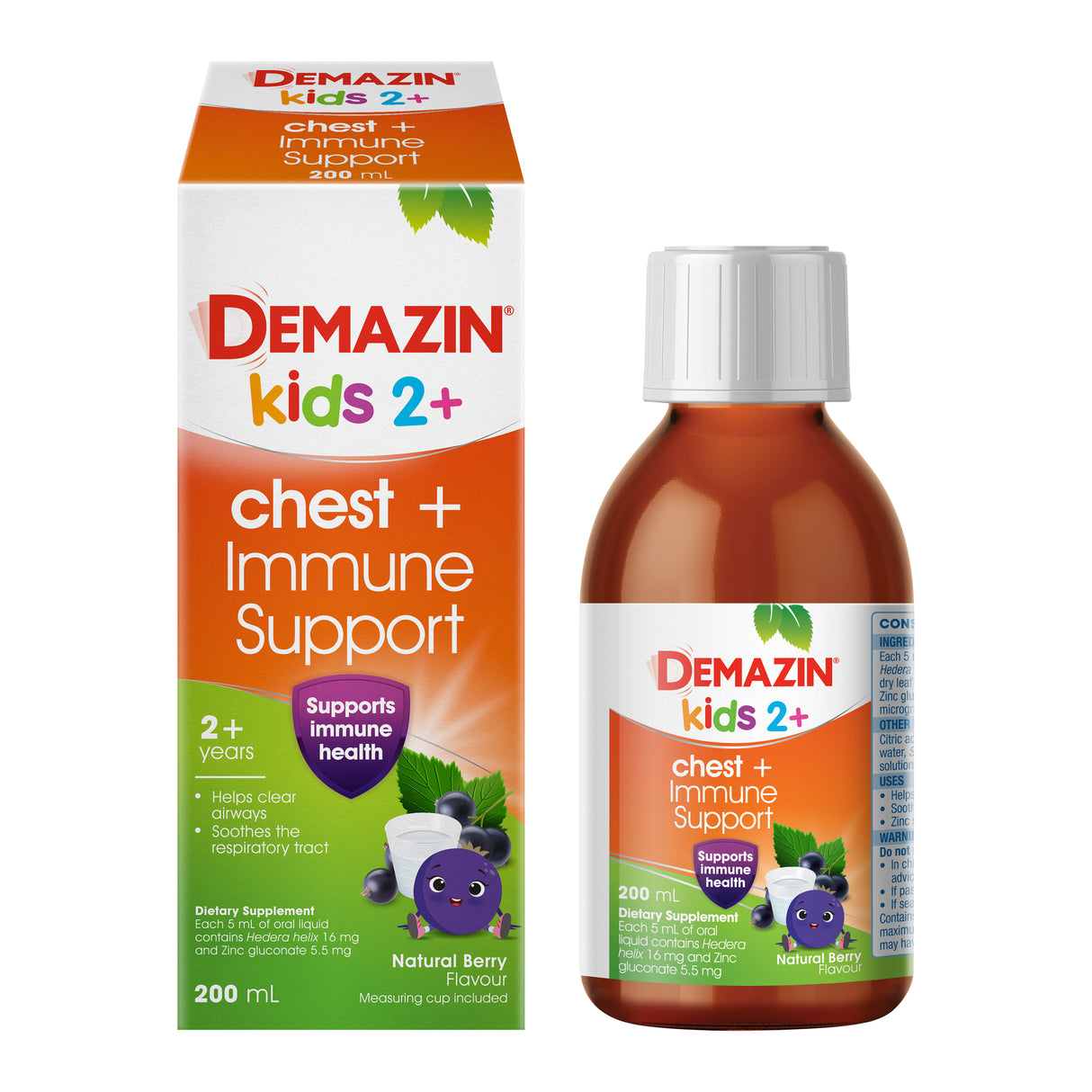 DEMAZIN Kids 2+chest +Imm Supp 200ml