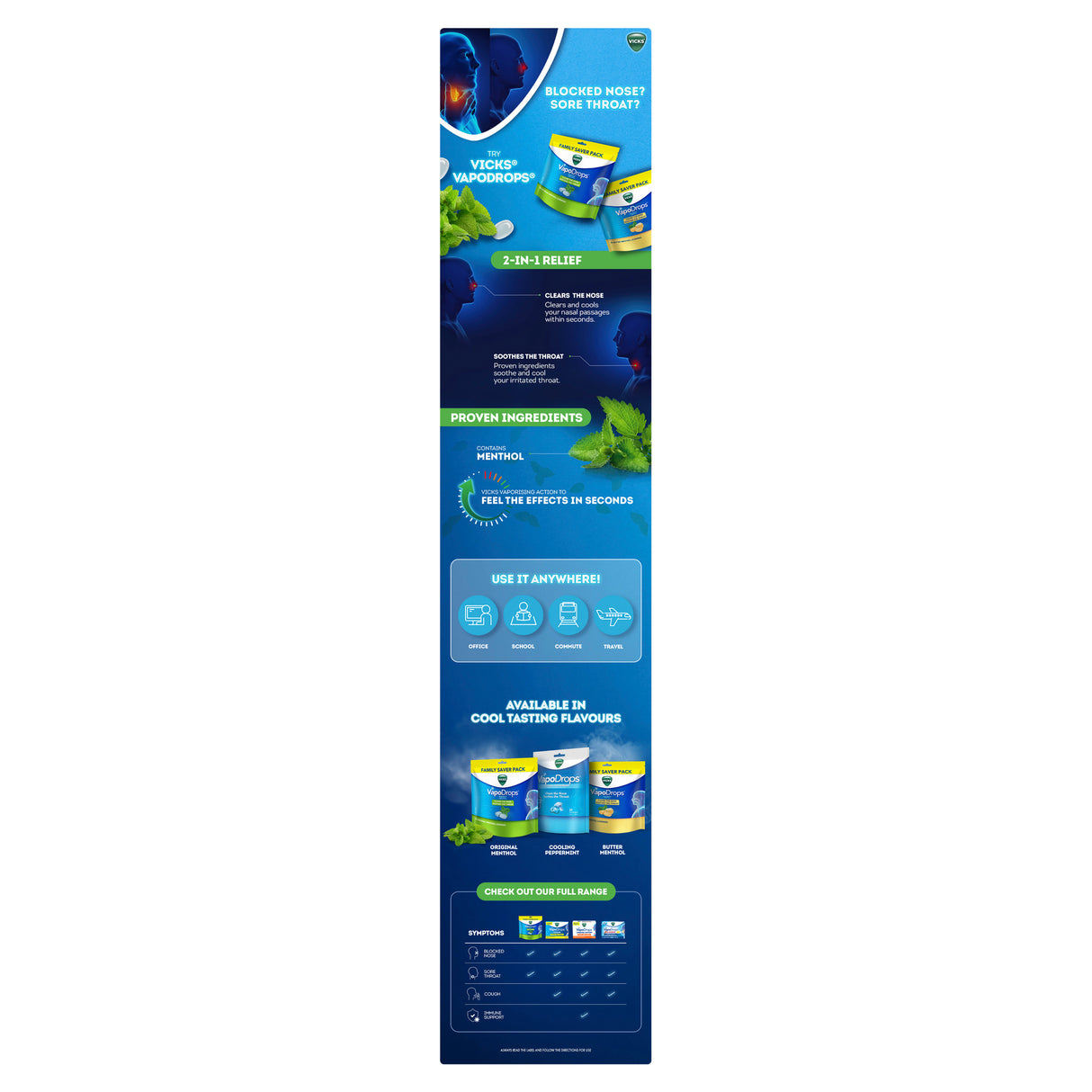 VICKS Vapodrops Butter Menthol 70pk