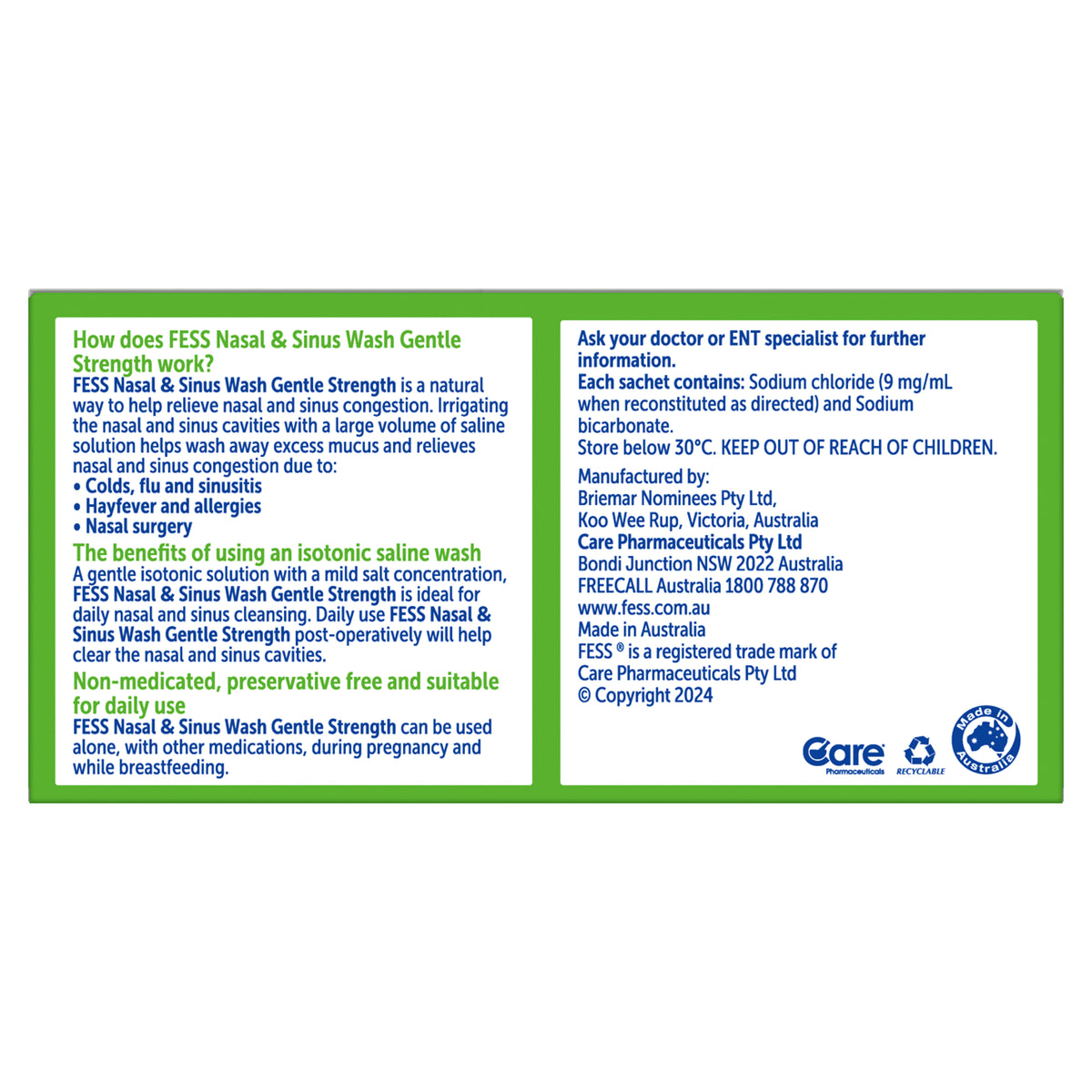 FESS NASAL & SINUS WASH Gntl SCHT 50