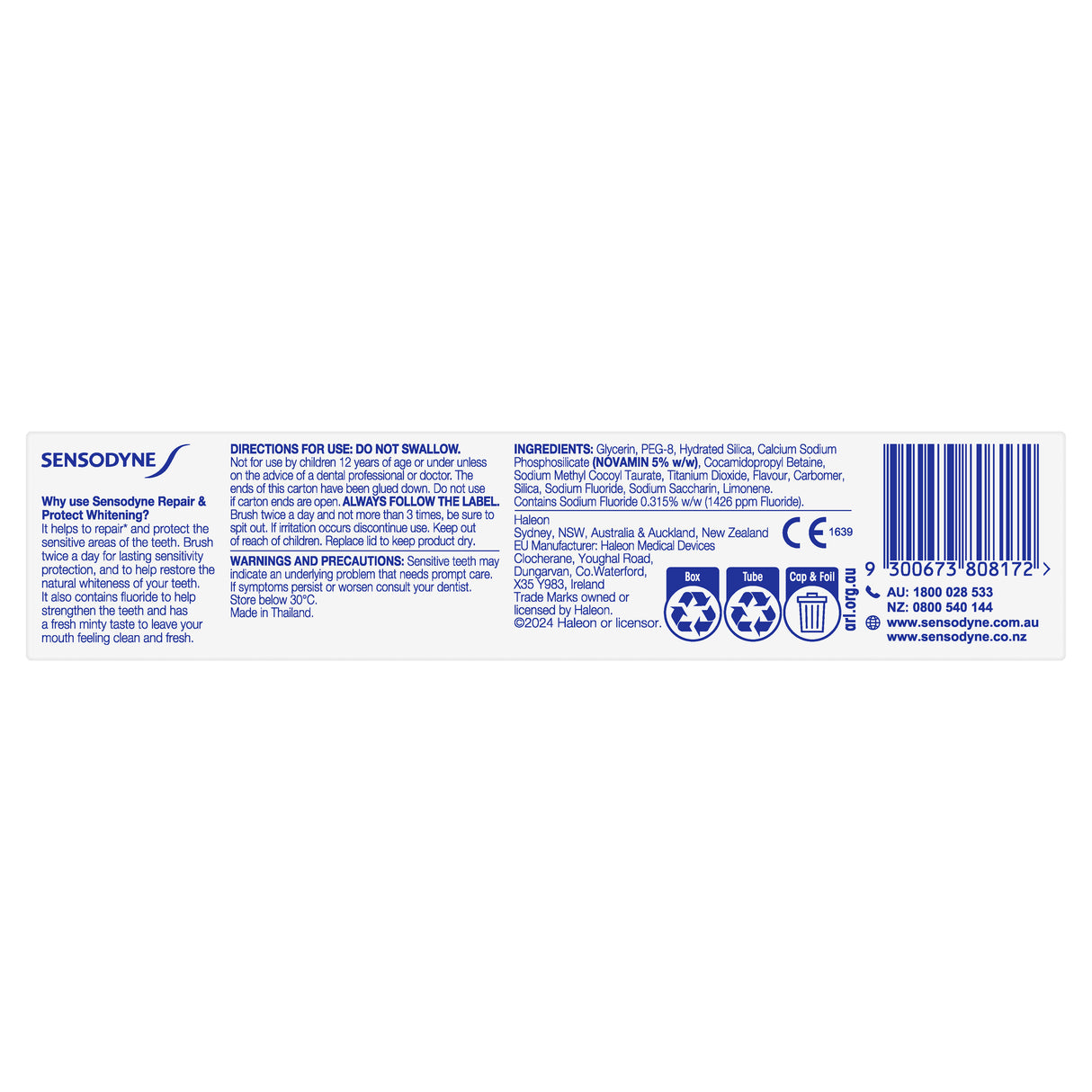 Sensodyne Repair & Protect Whitening Sensitive Toothpaste 100g