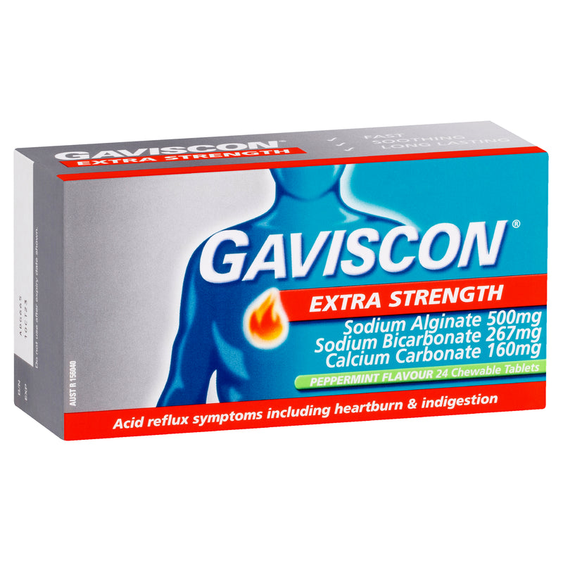 Gaviscon Extra Strength Heartburn and Indigestion Relief Tablets Peppermint 24 Pack