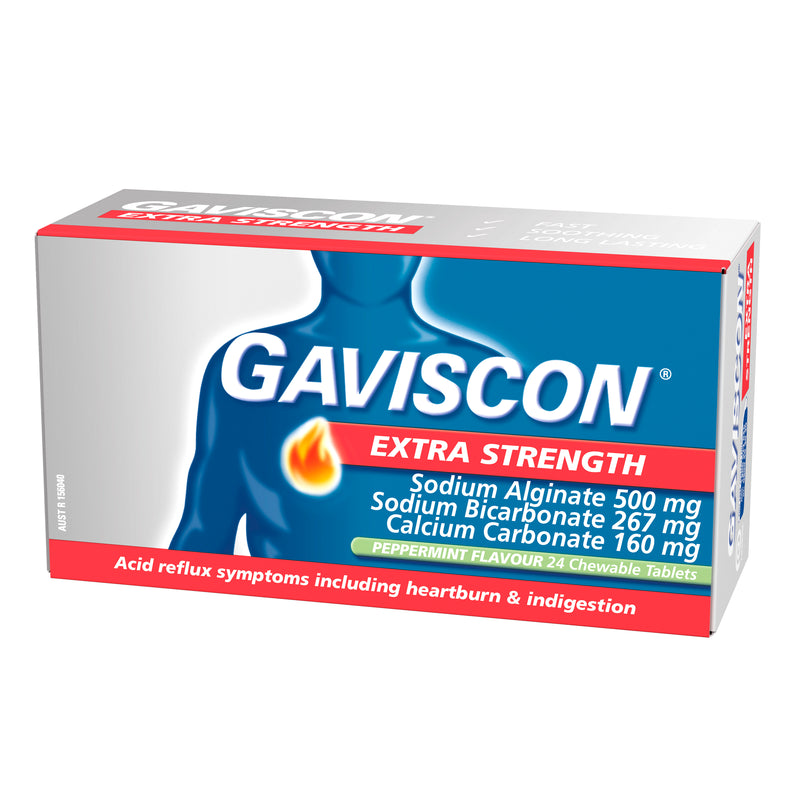 Gaviscon Extra Strength Heartburn and Indigestion Relief Tablets Peppermint 24 Pack