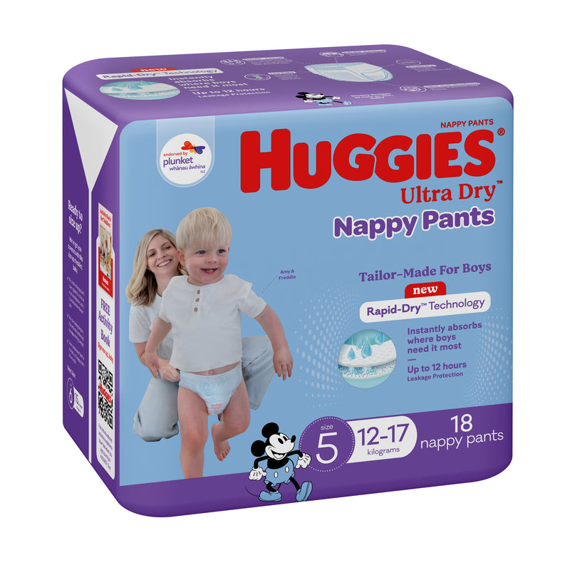 Huggies Ultra Dry Nappy Pants Boys Size 5 (12-17kg) 18 Pack