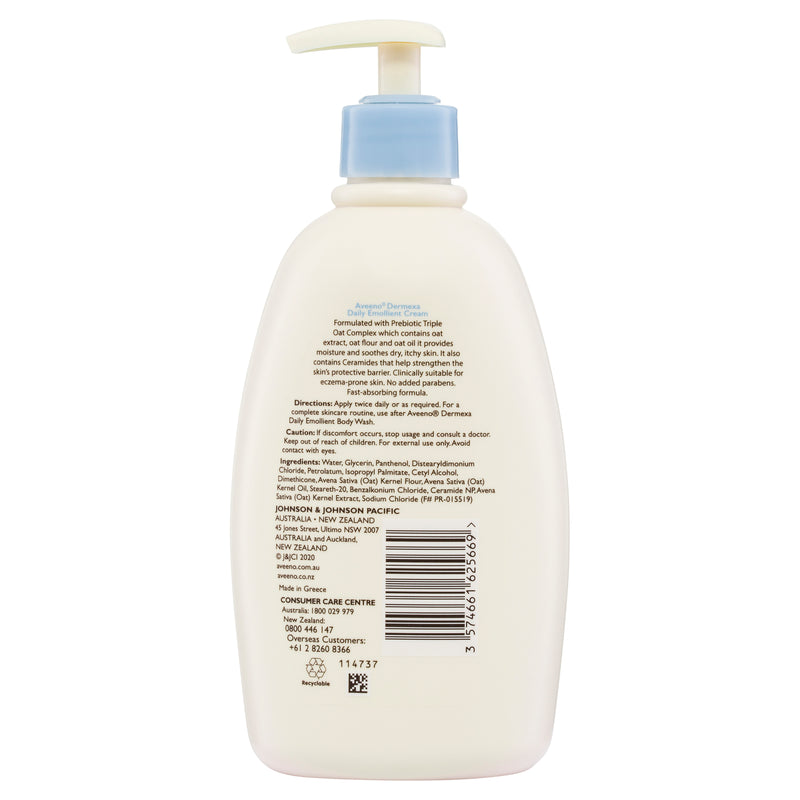 Aveeno Dermexa Daily Emollient Fragrance Free Body Cream Moisturise Protect Dry Itchy Eczema Prone Sensitive Skin 500mL