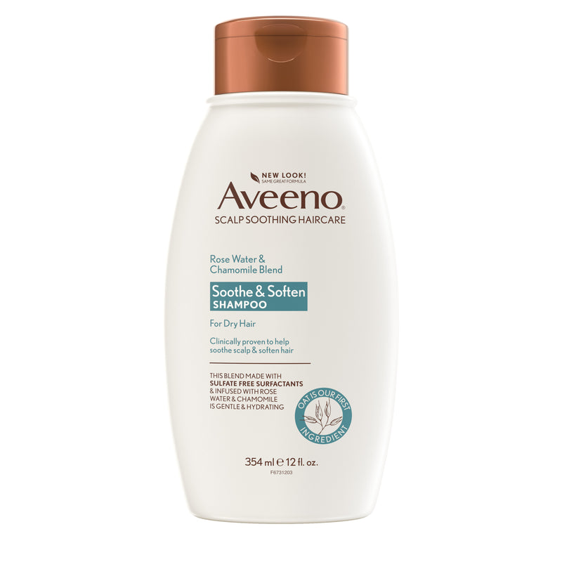 Aveeno Sensitive & Soft Rose Water and Chamomile Blend Shampoo For Scalp Soothing & Gentle Cleansing 354mL