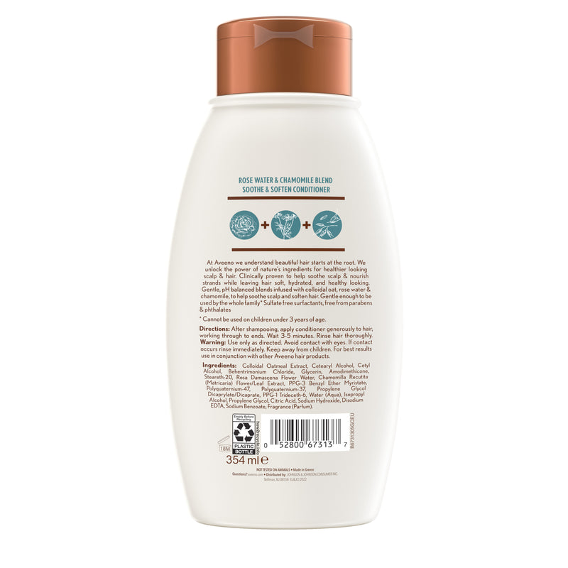 Aveeno Sensitive & Soft Rose Water and Chamomile Blend Conditioner For Scalp Soothing & Gentle Cleansing 354mL
