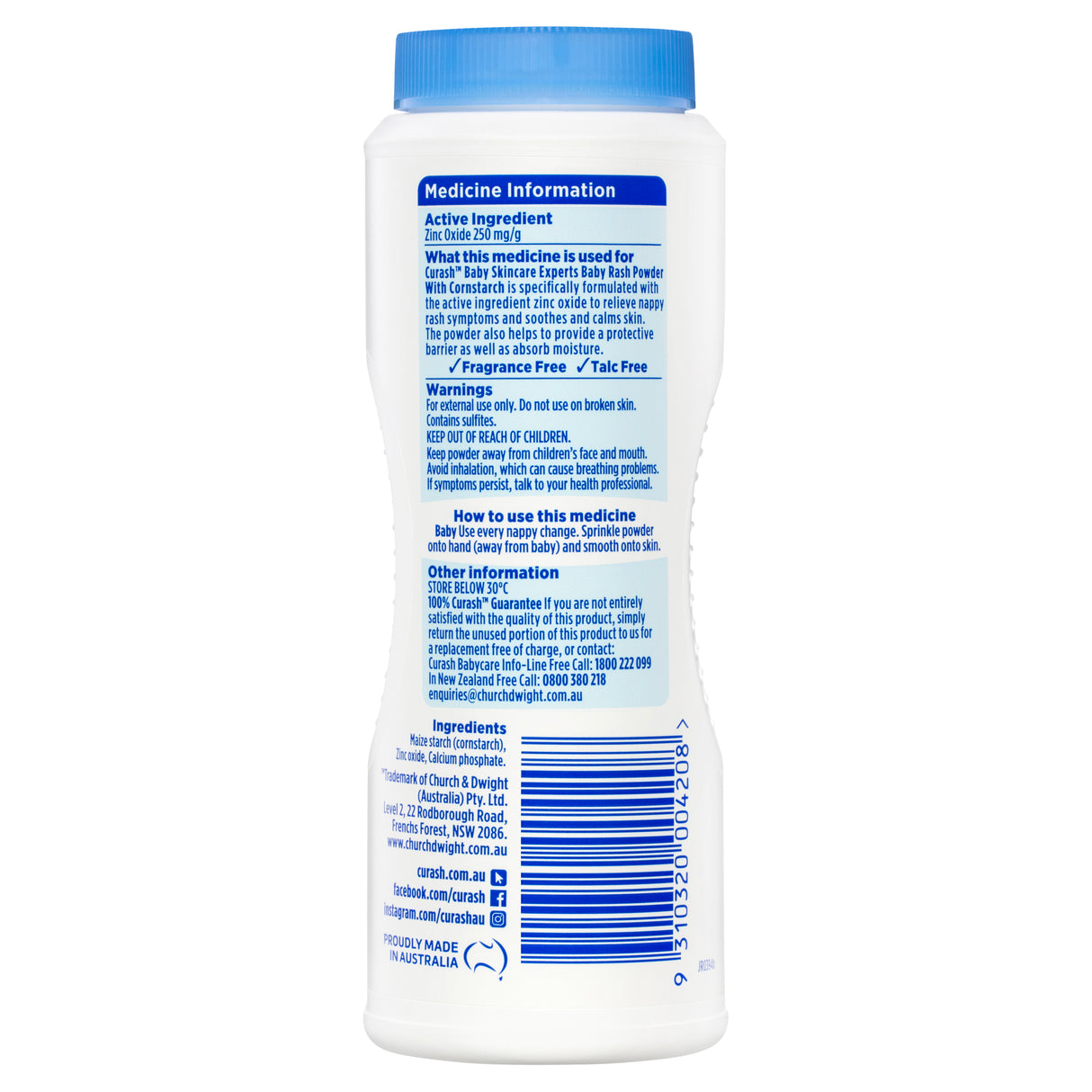 CURASH Baby Rash Powder with Cornstarch 100g