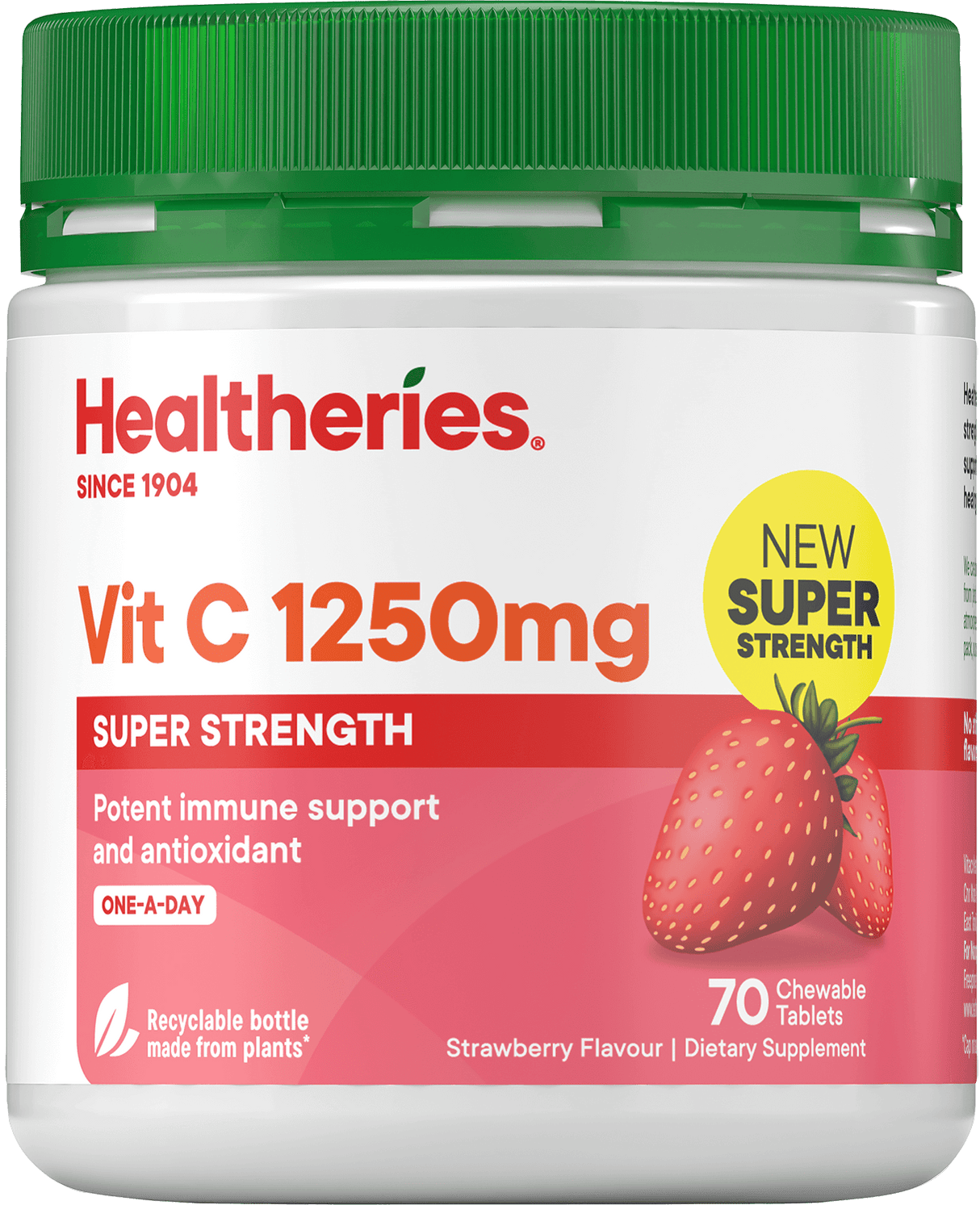 Healtheries VitC 1250mg Super Strength Strawberry Chewable 70s
