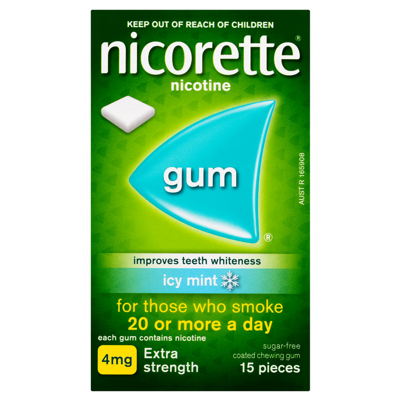 Nicorette Quit Smoking Extra Strength Nicotine Gum Icy Mint 15 Pack