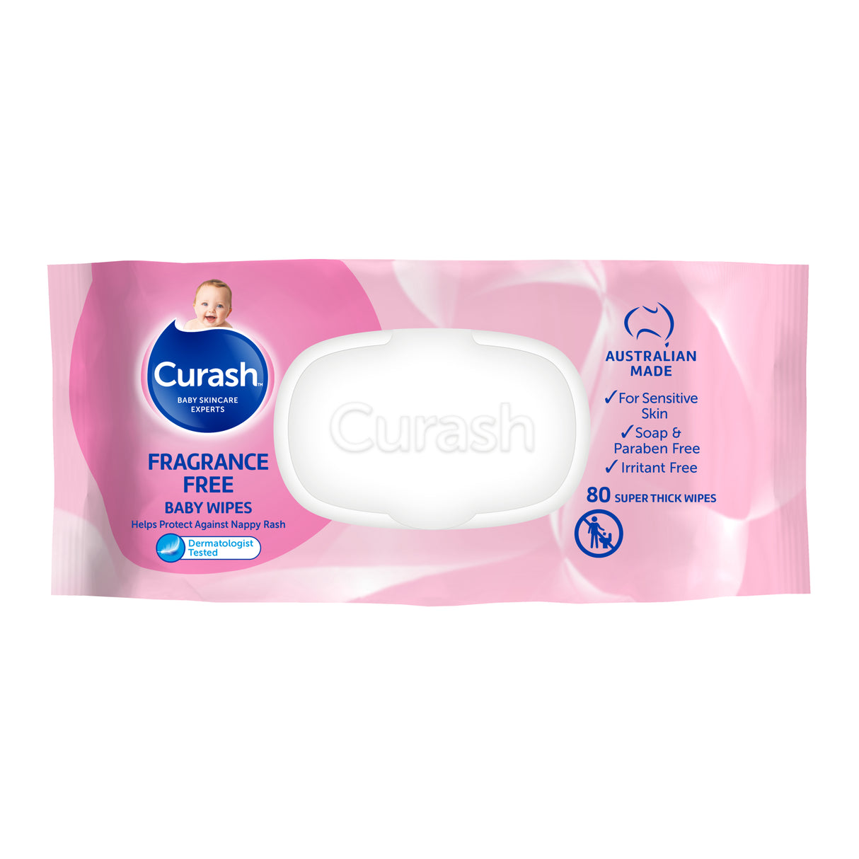 Curash Fragrance Free Baby Wipes 80