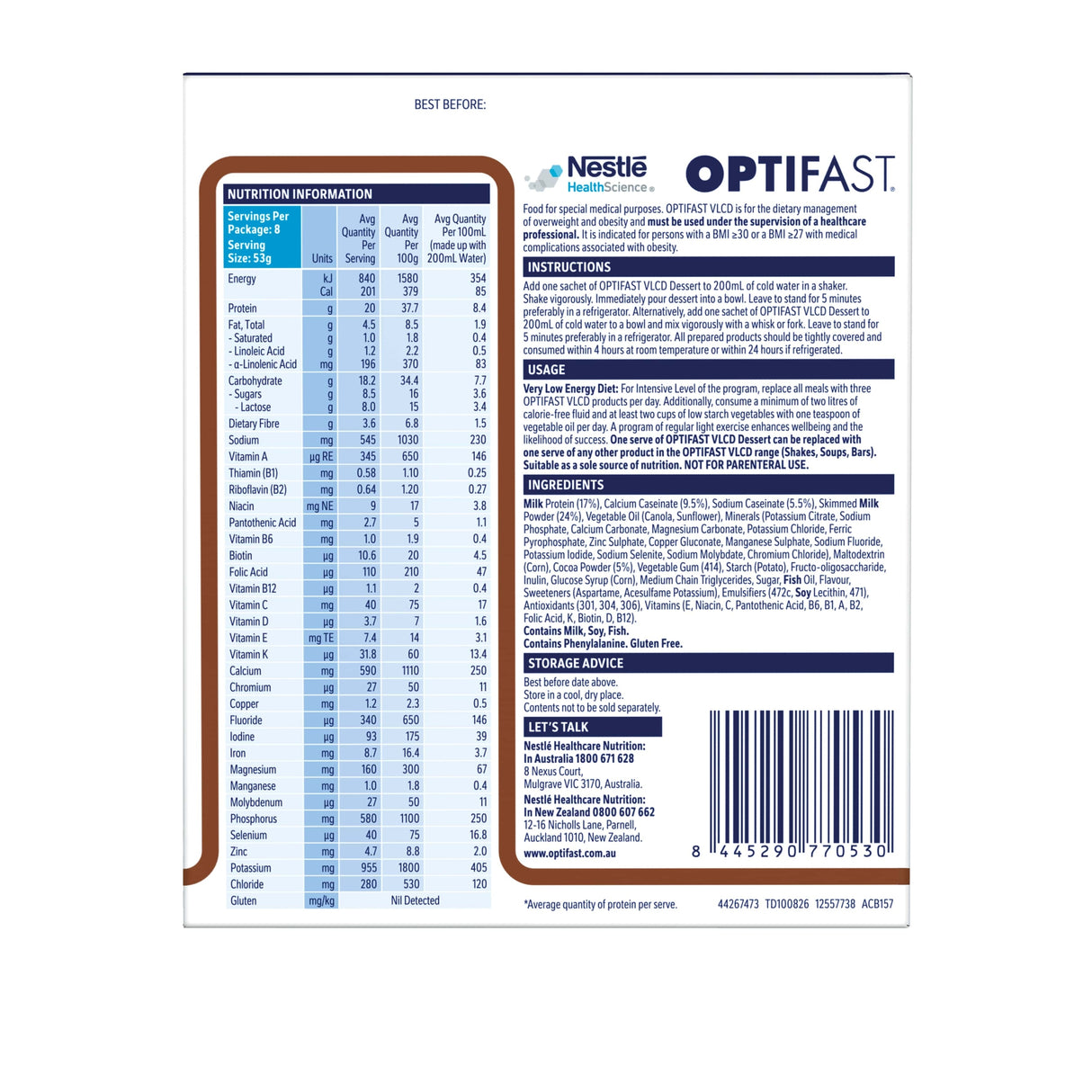 OPTIFAST VLCD Dessert Choc. 8x53g