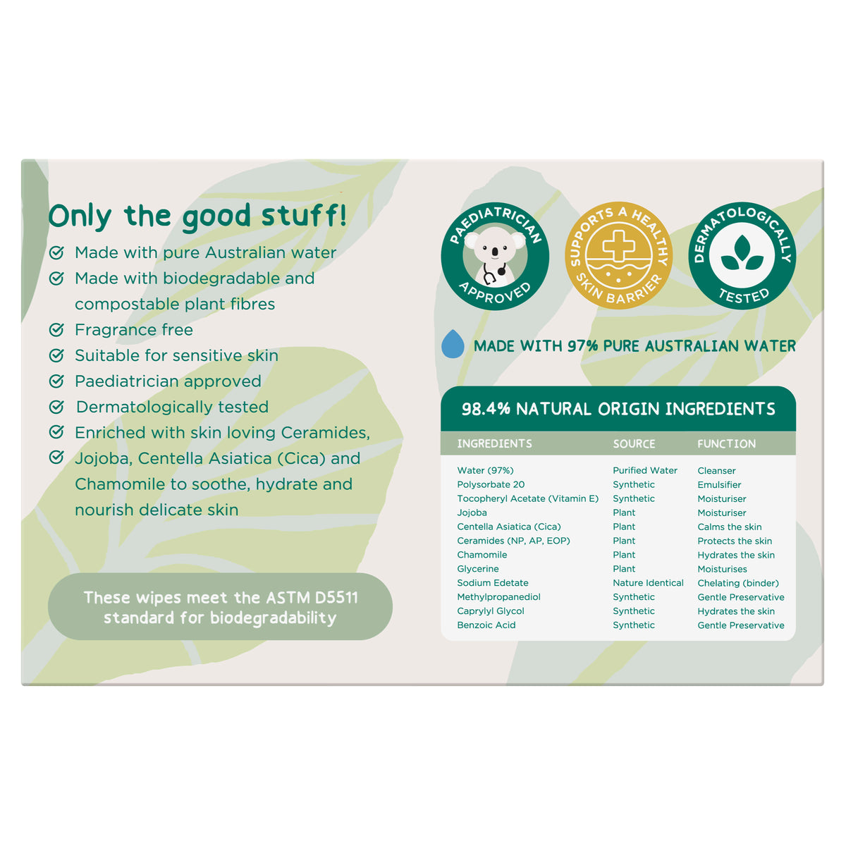 GAIA Natural Baby Water + Ceramides Biodegradable Wipes 280pk