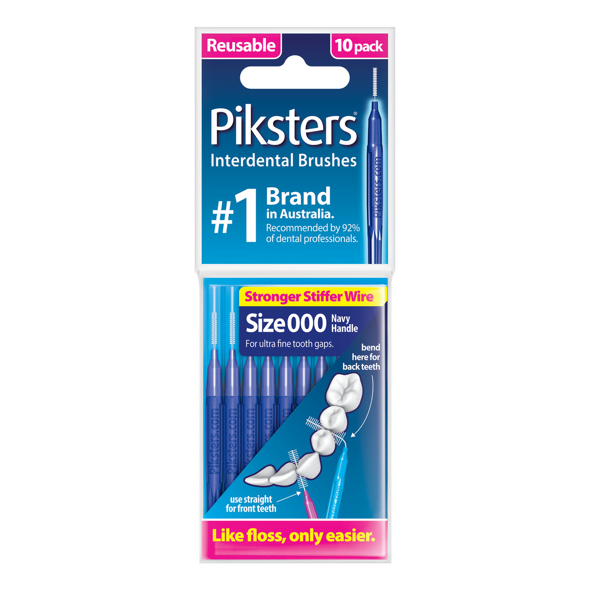 Piksters Interdental Brushes INTRDNTL NAVY SZ 000 PK 10