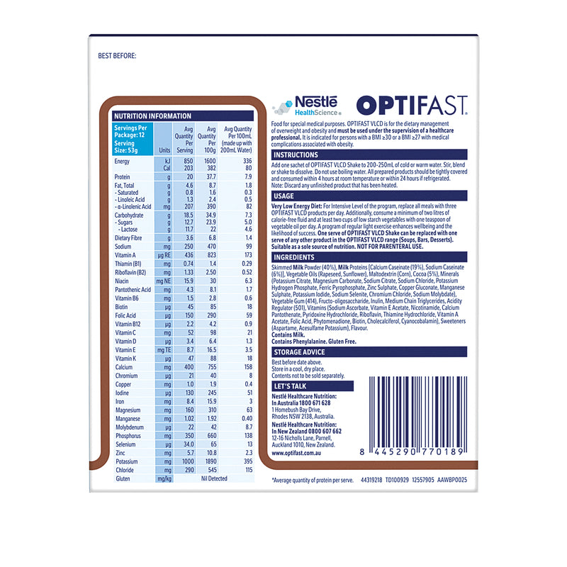 Optifast VLCD Shake Chocolate 12x53g