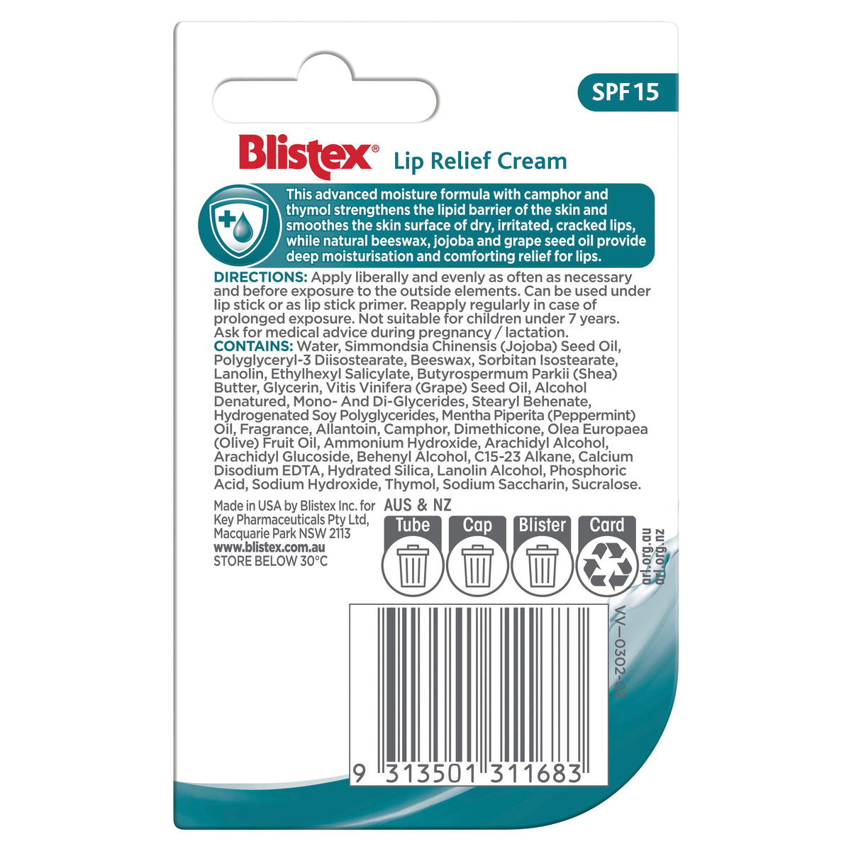 BLISTEX Lip Relief Cream SPF15 6g