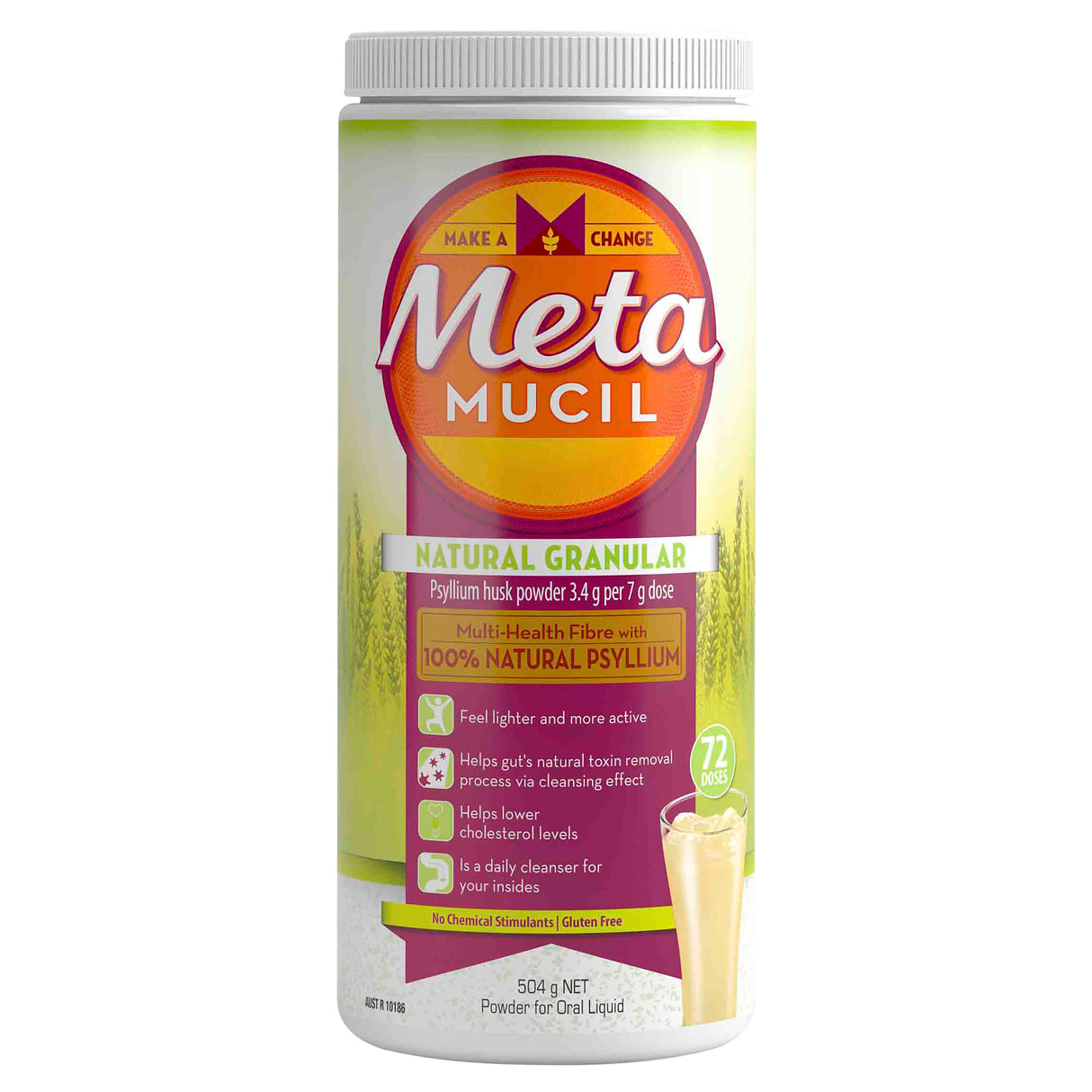 Metamucil Multi-Health Fibre with 100% Psyllium Natural Psyllium Natural Granular 72D