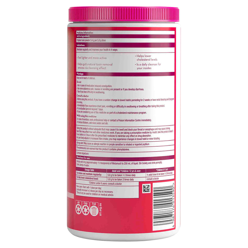 Metamucil Multi-Health Fibre with 100% Psyllium Natural Psyllium Wild Berry Smooth 114D