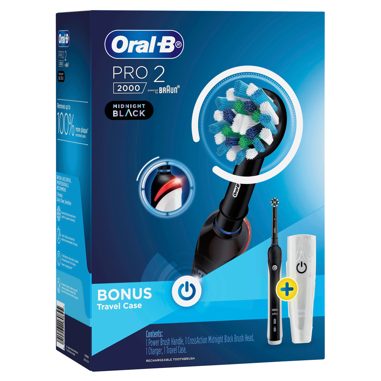 Oral-B Pro 2000 Electric Toothbrush Black With Travel Case