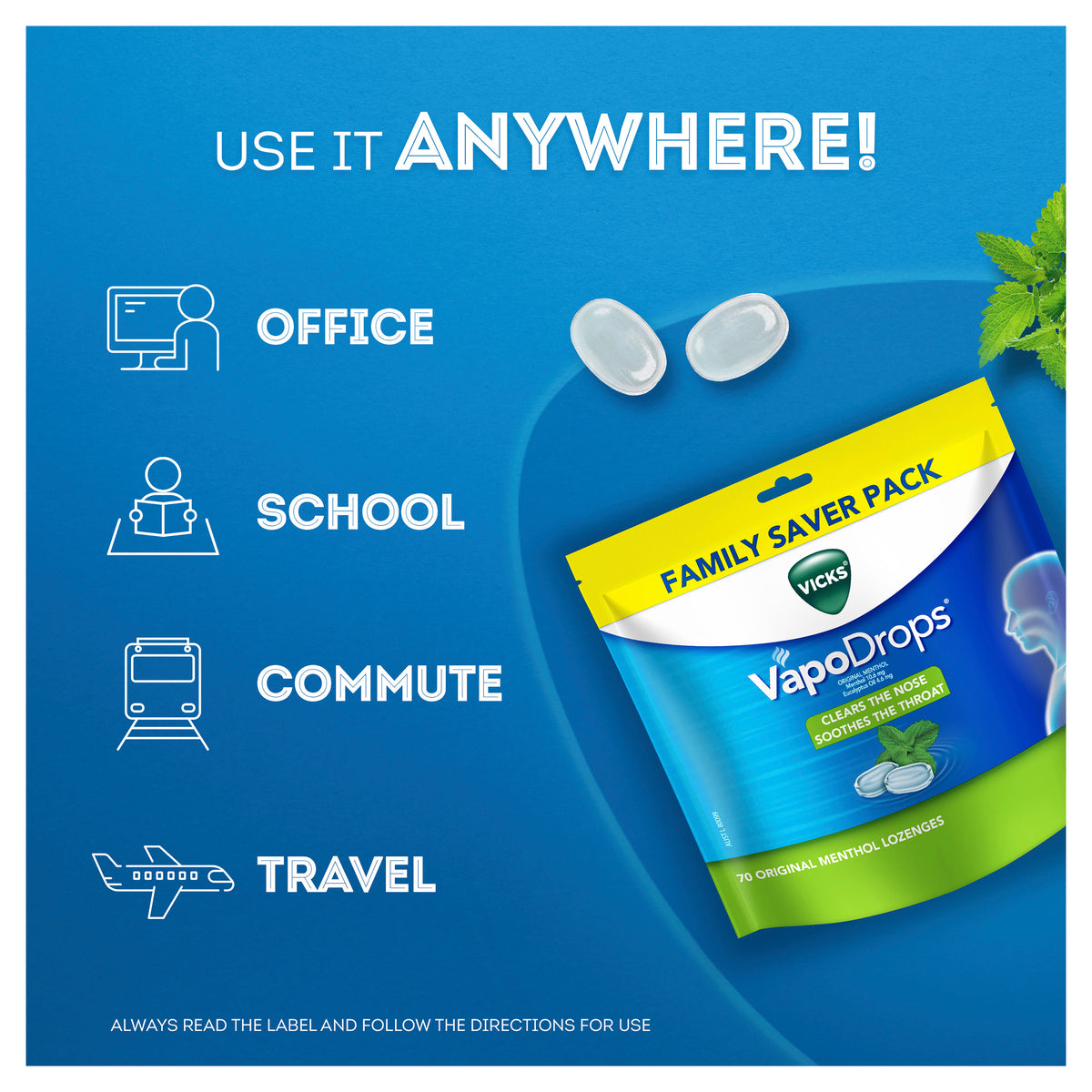VICKS Vapodrops Orig Menthol 70pk