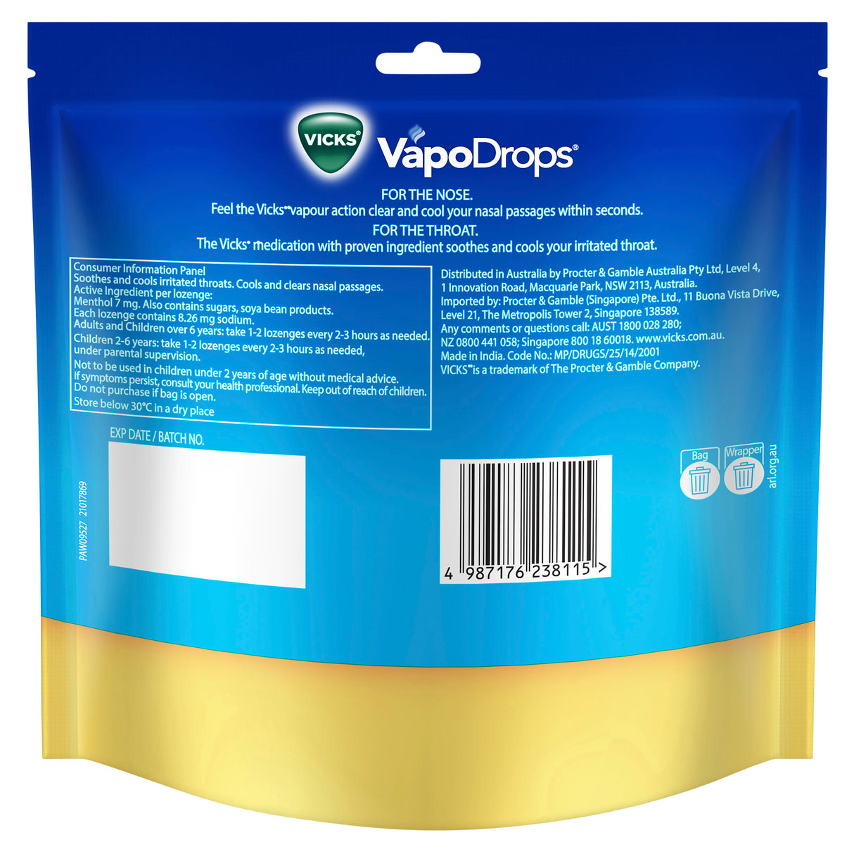 VICKS Vapodrops Butter Menthol 70pk