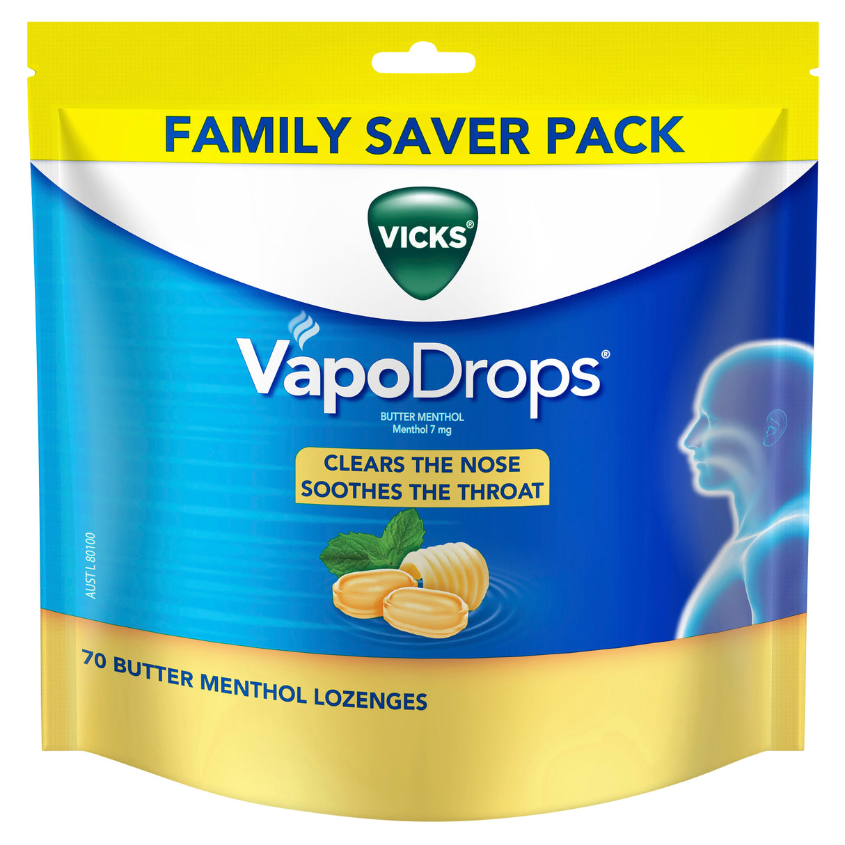 VICKS Vapodrops Butter Menthol 70pk