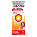 Nurofen for Children Pain and Fever Relief 100 mg/5 mL Ibuprofen Strawberry 100 mL