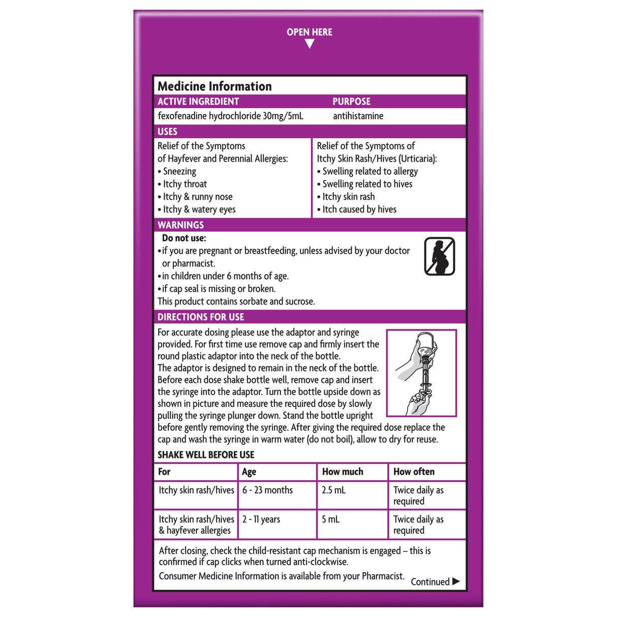 Telfast Oral Liquid Raspberry Kids 150ml