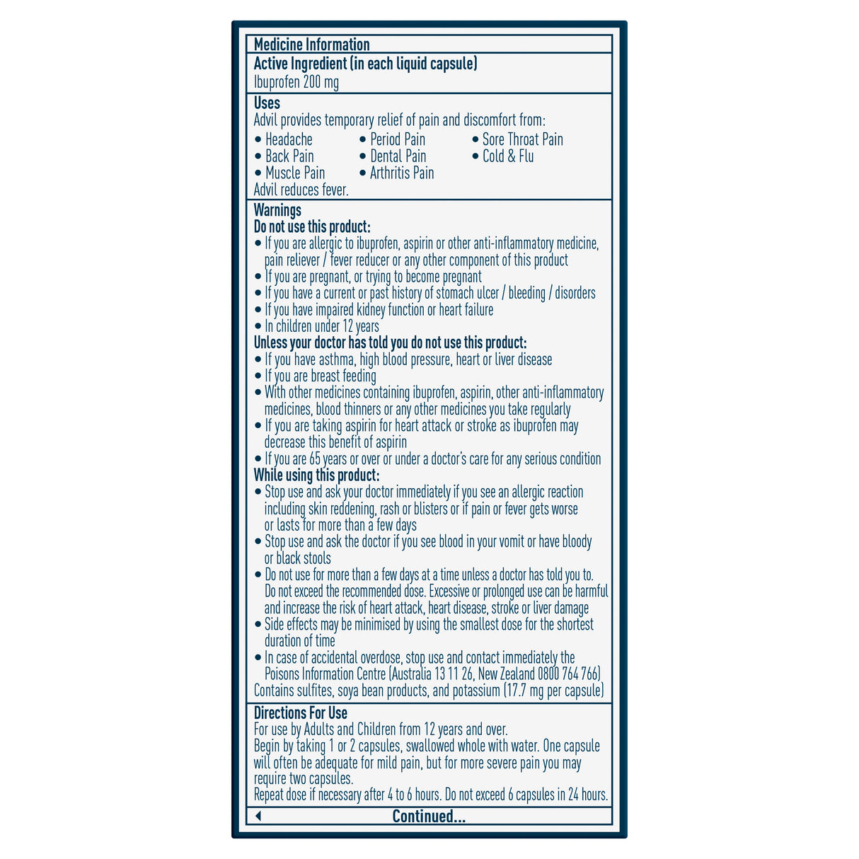 Advil Liquid Capsules 200mg Ibuprofen 40 Pack