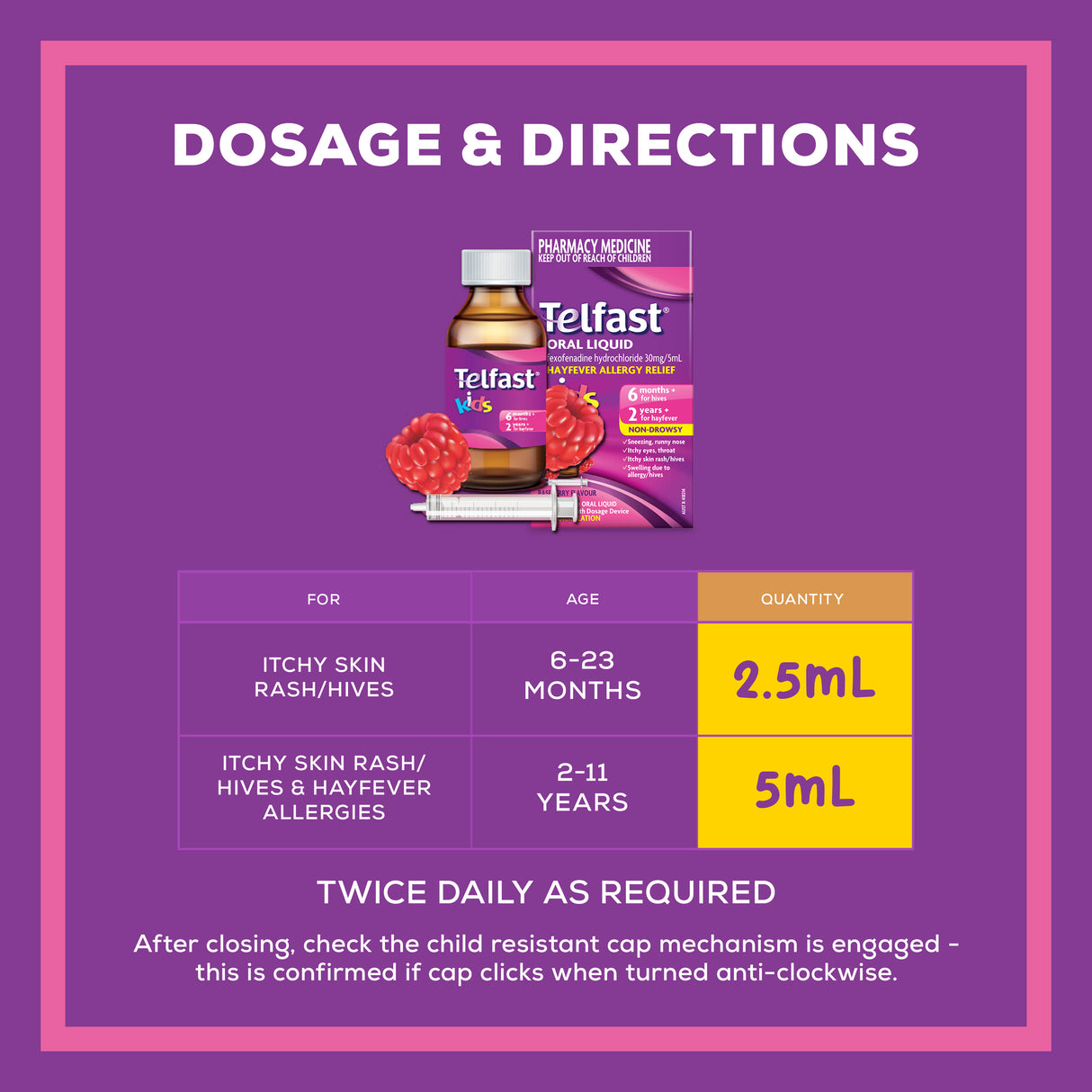 TELFAST Oral Liquid Kids Rasp 60ml