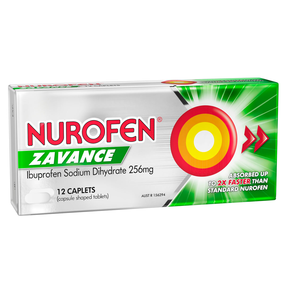 Nurofen Zavance Fast Pain Relief Caplets 256mg Ibuprofen 12 pack