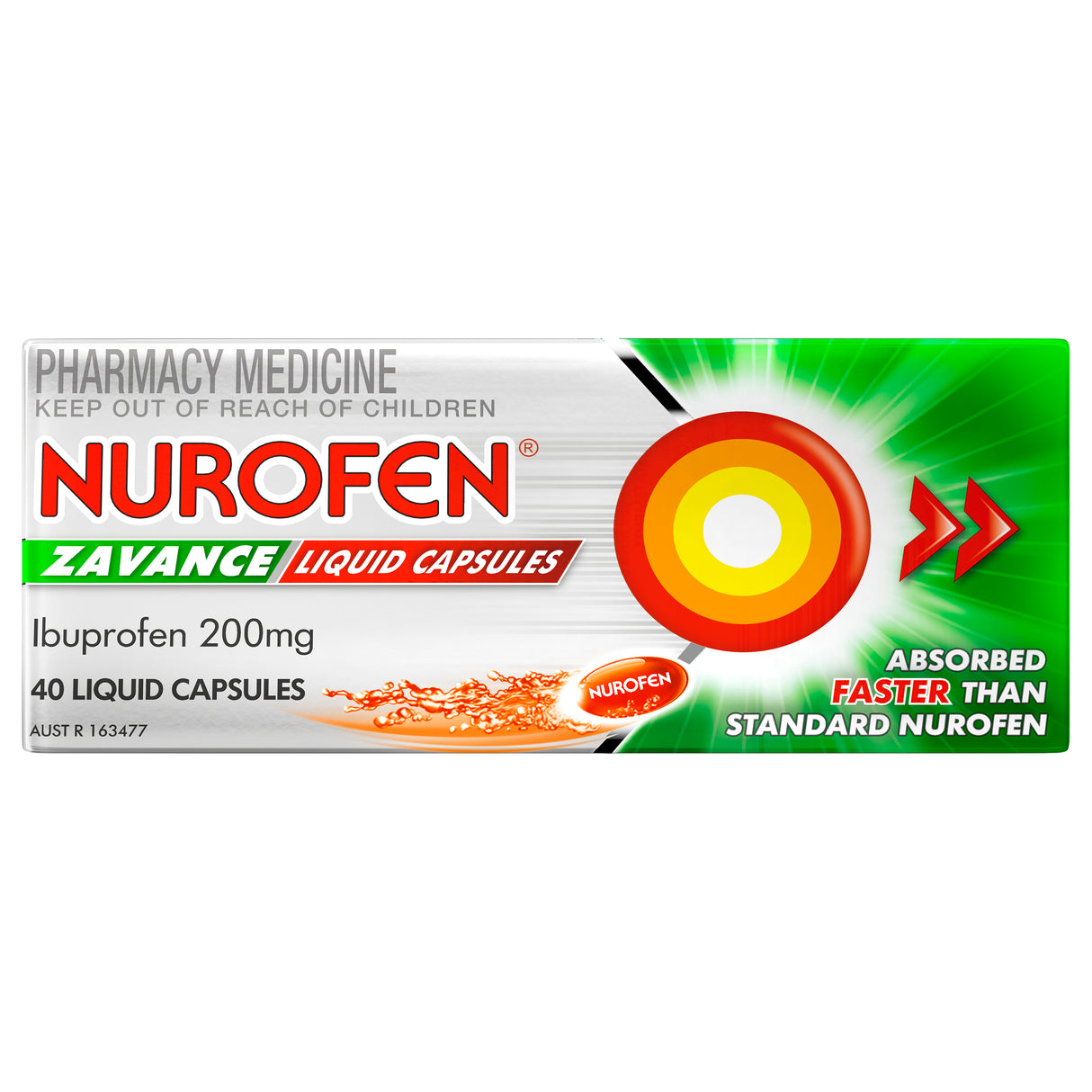 Nurofen Zavance Fast Pain Relief Liquid Capsules 200mg Ibuprofen 40 Pack