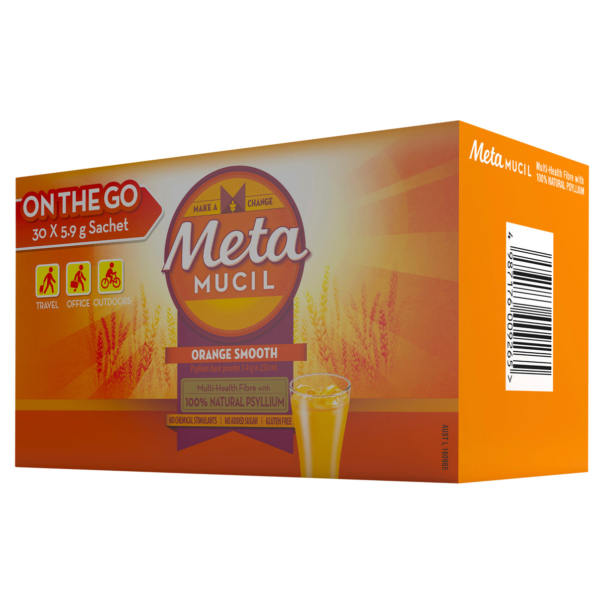 Metamucil Multi-Health Fibre with 100% Psyllium Natural Psyllium Orange Smooth 30D