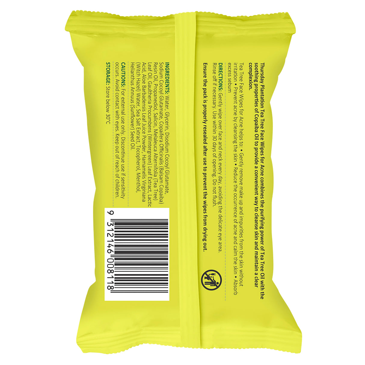 Thursday Plantation Tea Tree Face Wipes for Acne 25 Pack