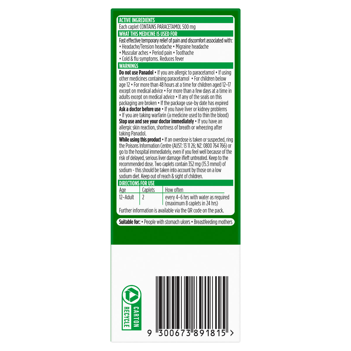PANADOL Rapid Caplet 500mg 48s