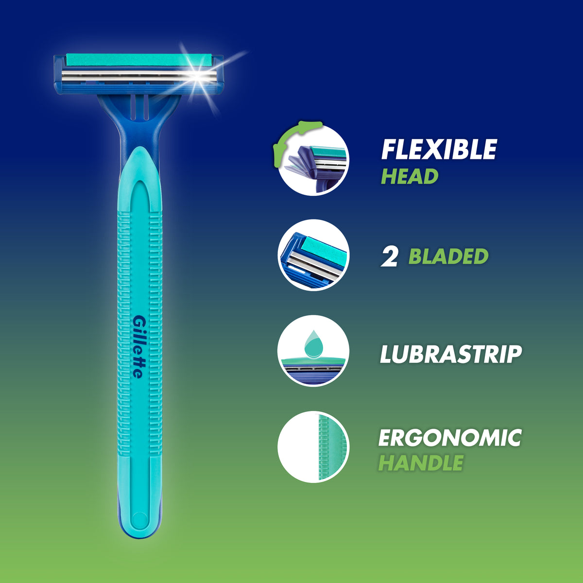 Gillette Blue II UltraGrip Pivot Disposable Shaving Razor 5 Pack