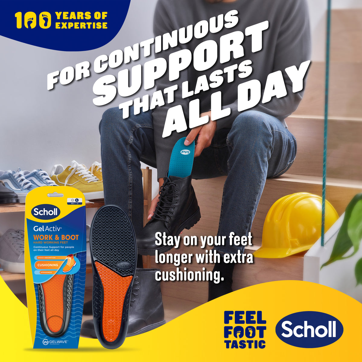 SCHOLL Gel Activ Insole Work&Boot L