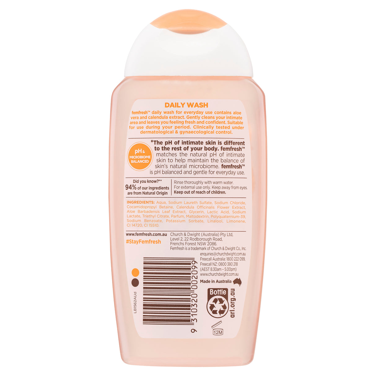 Femfresh Daily Intimate Wash with Aloe Vera and Calendula Extract 250 mL