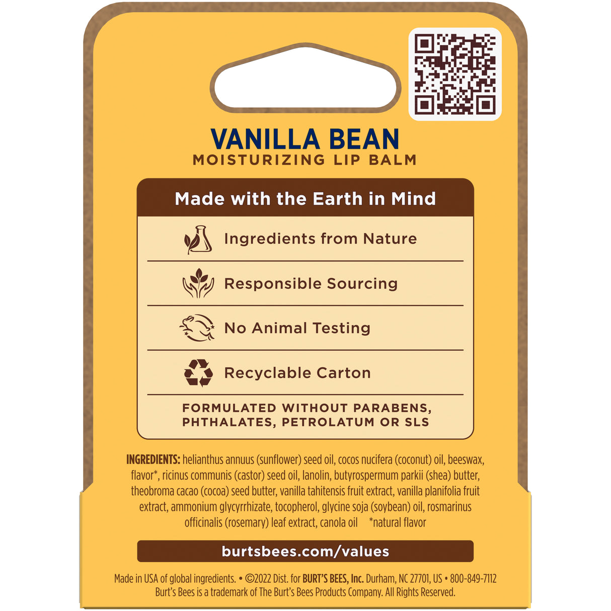 Burts Bees 100% Natural Vanilla Bean Lip Balm 4.25g